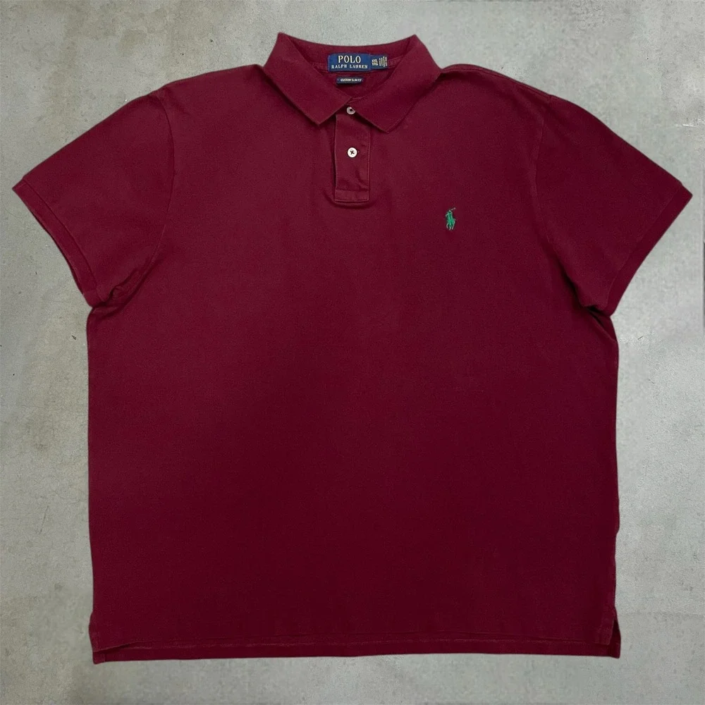 Polo Ralph Lauren Polo Shirt Mens XXL Burgundy Custom Slim Fit Maroon Pique Logo